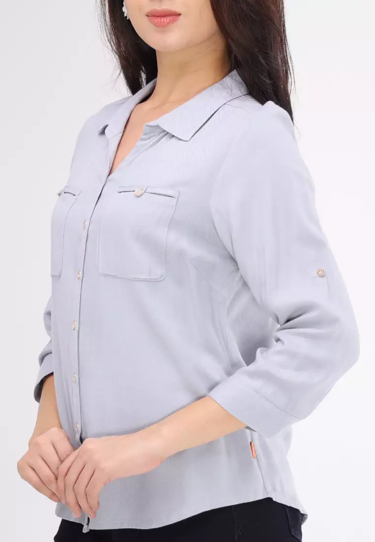 Woven Plain Boldtwill 3/4 Slv. Blouse