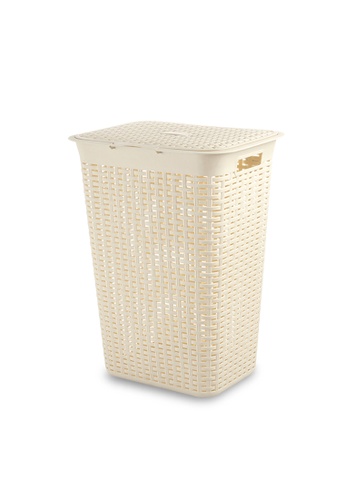 HOUZE beige HOUZE - 60L Rattan Tall Laundry Basket (Beige) F0775HLD886F06GS_1