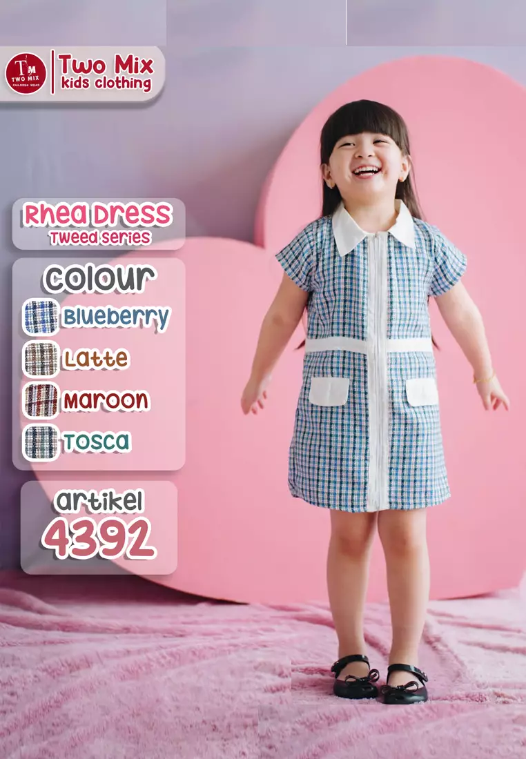 Two Mix - Dress Anak Perempuan Korean Style - Rhea Dress Anak Cewek 1-12 Tahun 4392 Maroon
