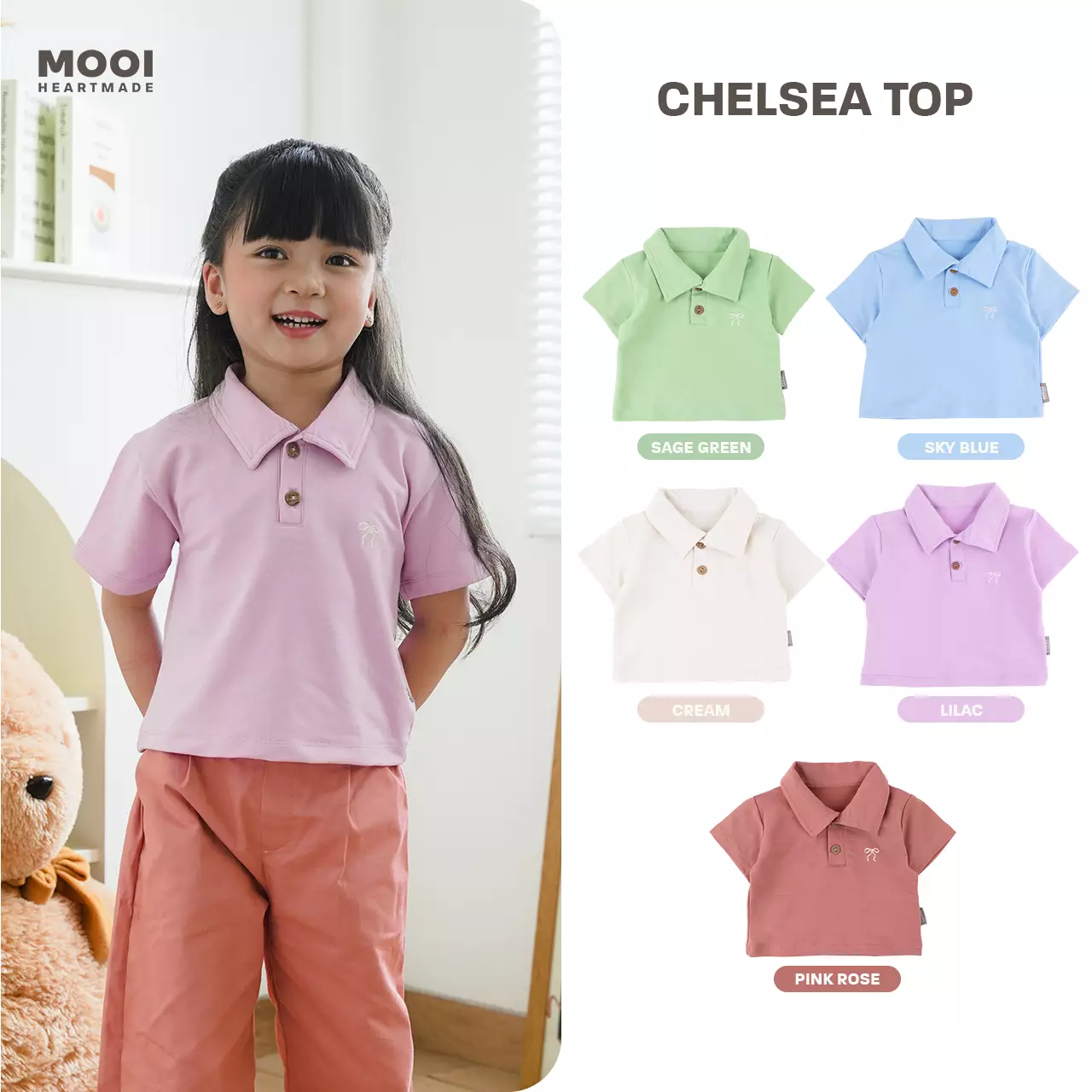 Mooi Atasan Anak Perempuan Chelsea Top - Cream
