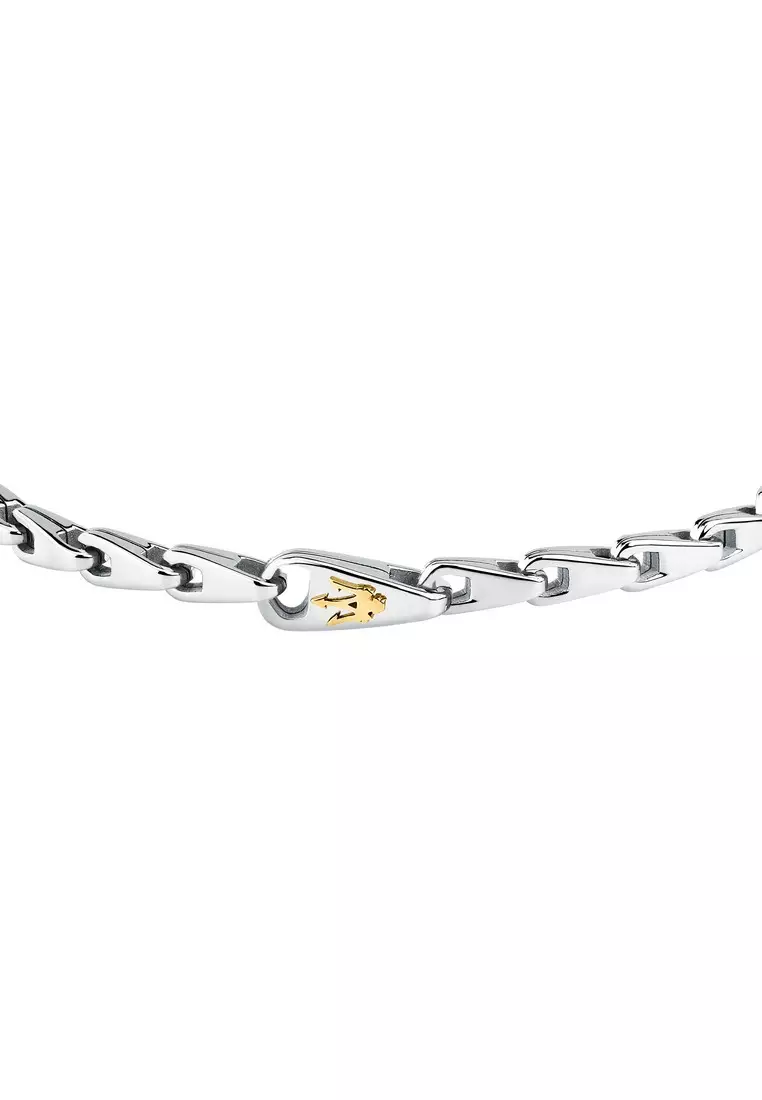 Maserati Jewels 22cm Men's Stainless Steel Bracelet, Silver, JM425AVD102 (Adjustable)