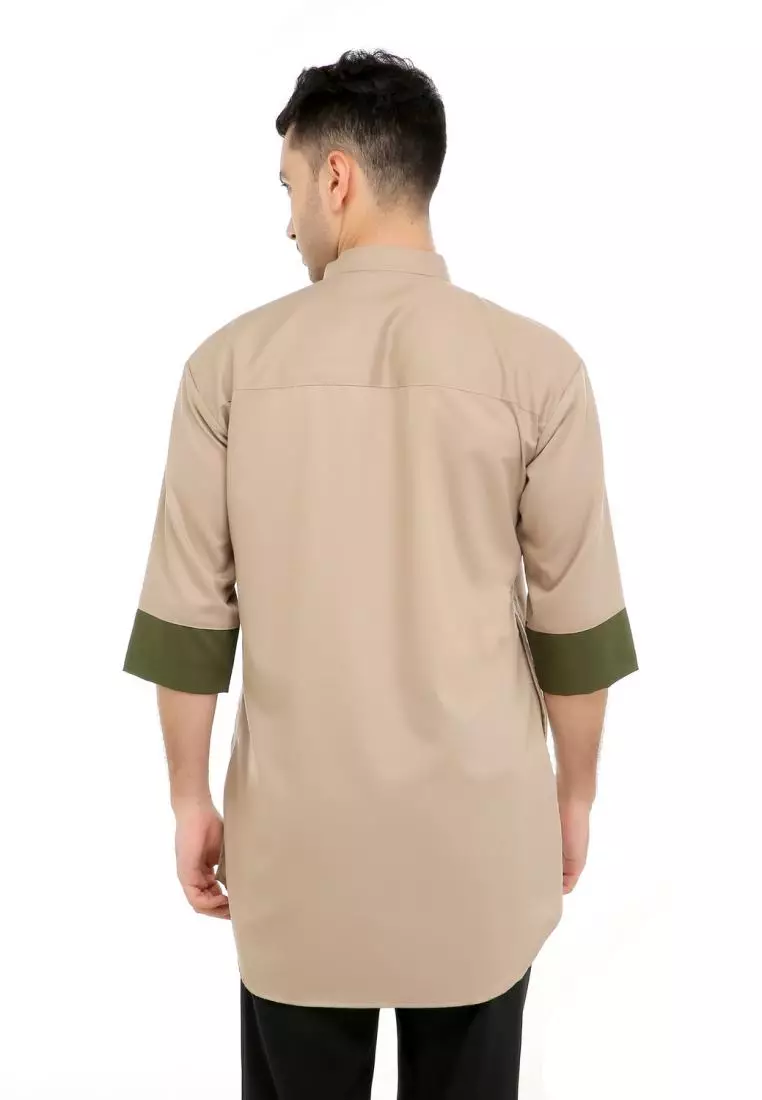 Baju Koko Gamis Muslim Pria Mauza - Coklat