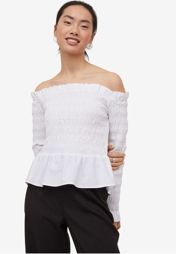 H&M white Off-The-Shoulder Top 49638AABC133FEGS_1