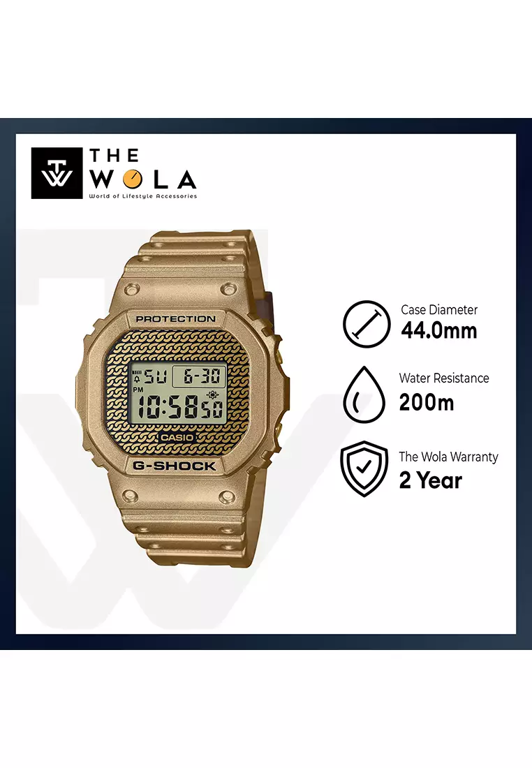 Men's Digital Watch DWE-5600HG-1 Gold Chain Series Sports Watch for mens + Additional Bands DWE5600HG DWE5600HG-1 DWE-5600HG-1ADR