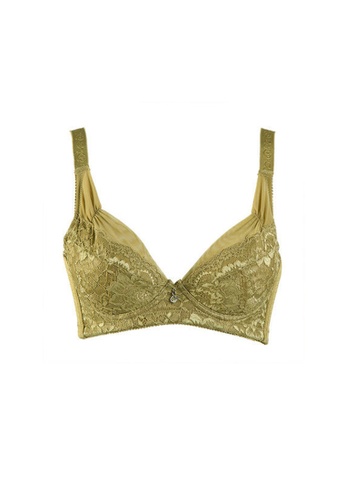 ZITIQUE gold Women's Thin 3/4 Cup Soft-wired Bra - Gold AF3A4USE14D642GS_1