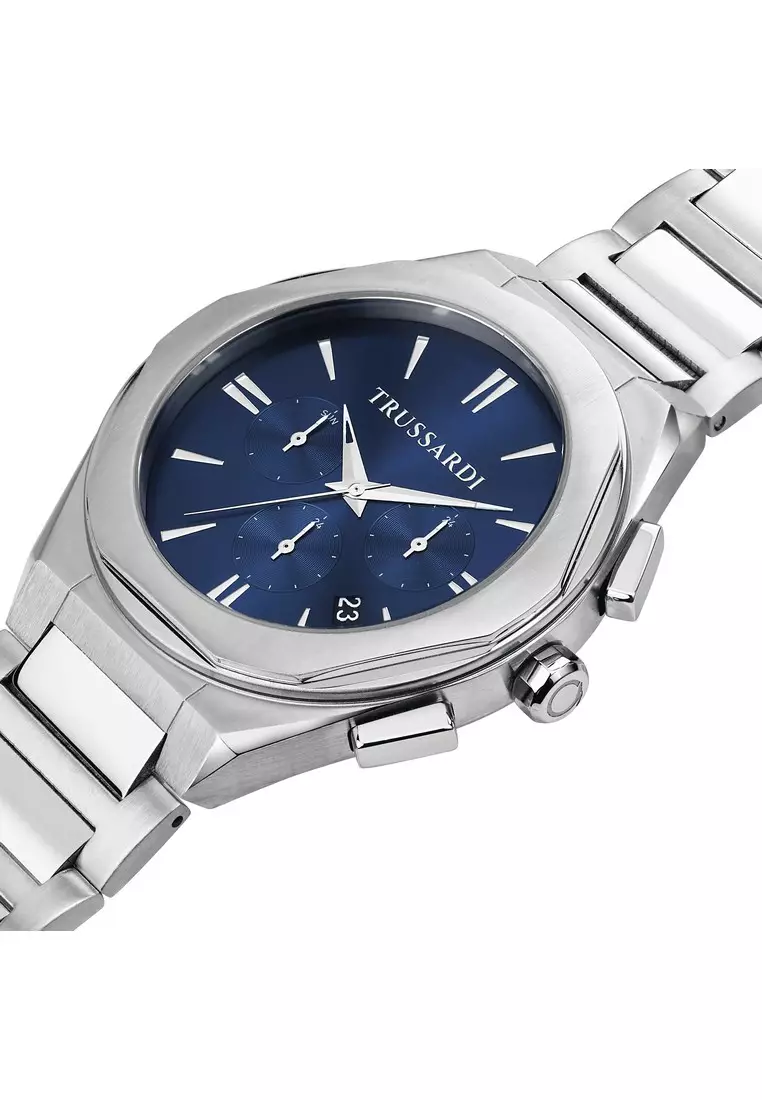 【2 Years Warranty】Trussardi Brink 44mm Men's Quartz Watch Luminous Hands R2453156004 Japan Movement