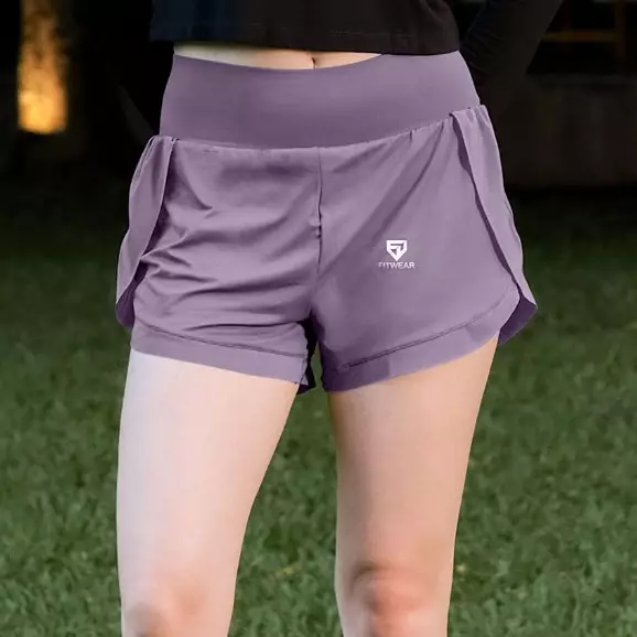 Fitwear - Celana Pendek + Inner Olahraga Wanita SCARLETT MESH JUMBO SHORT - PURPLE MAUVE