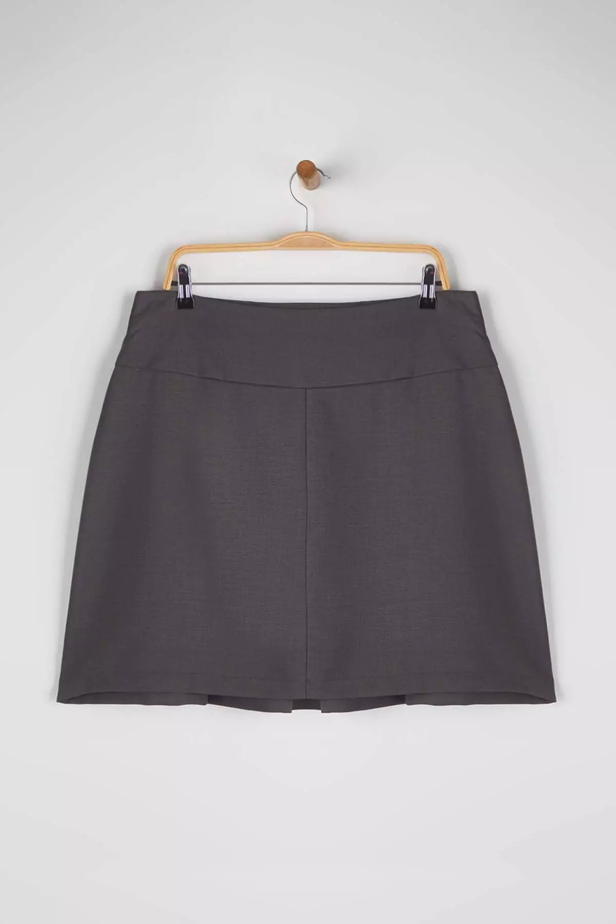 Anthracite Accessory Pleated Mini Woven Plus Size Skirt