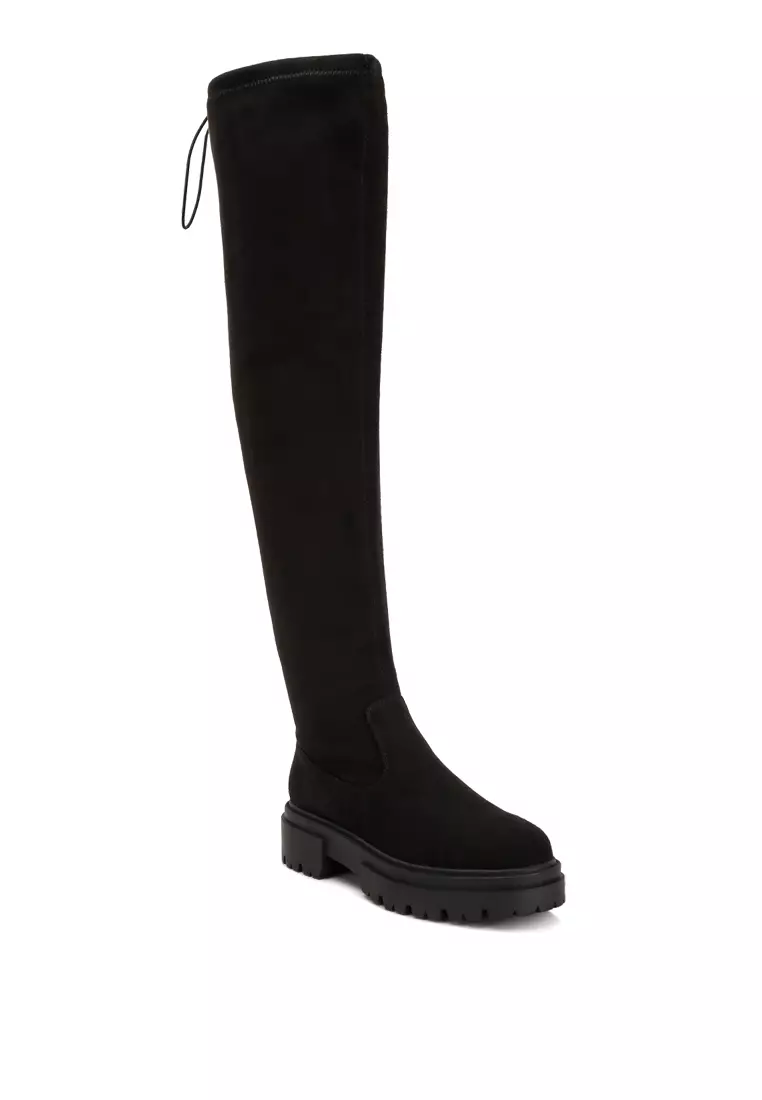 London Rag Black Drawstring High Knee Boots 2024 Buy London Rag