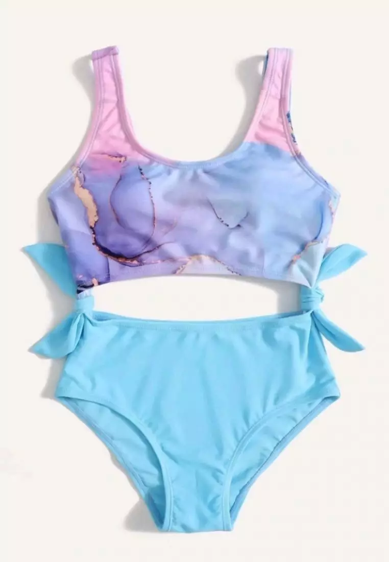 Buy Mommy Hugs Watercolor Aqua Ink Cut out Monokini Swimwear