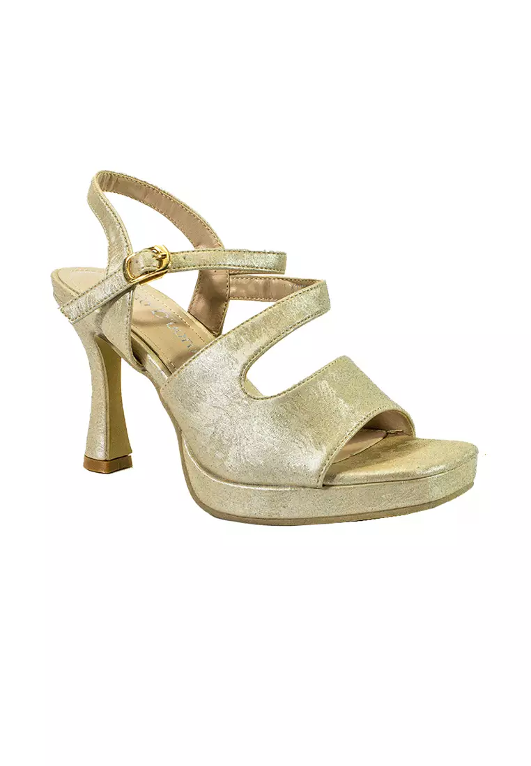 Women's Heeled Sandals LX 27730 Beige C61