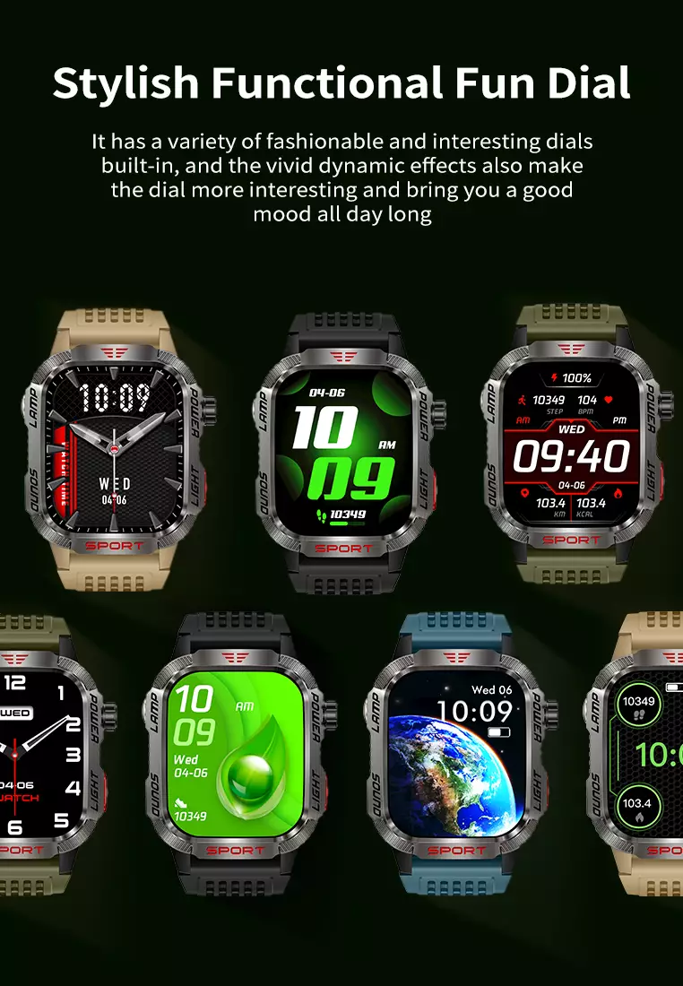Smart Watch HT29 2.01 HD Large Screen Flashlight Compass function Health Monitoring Jam Pintar green