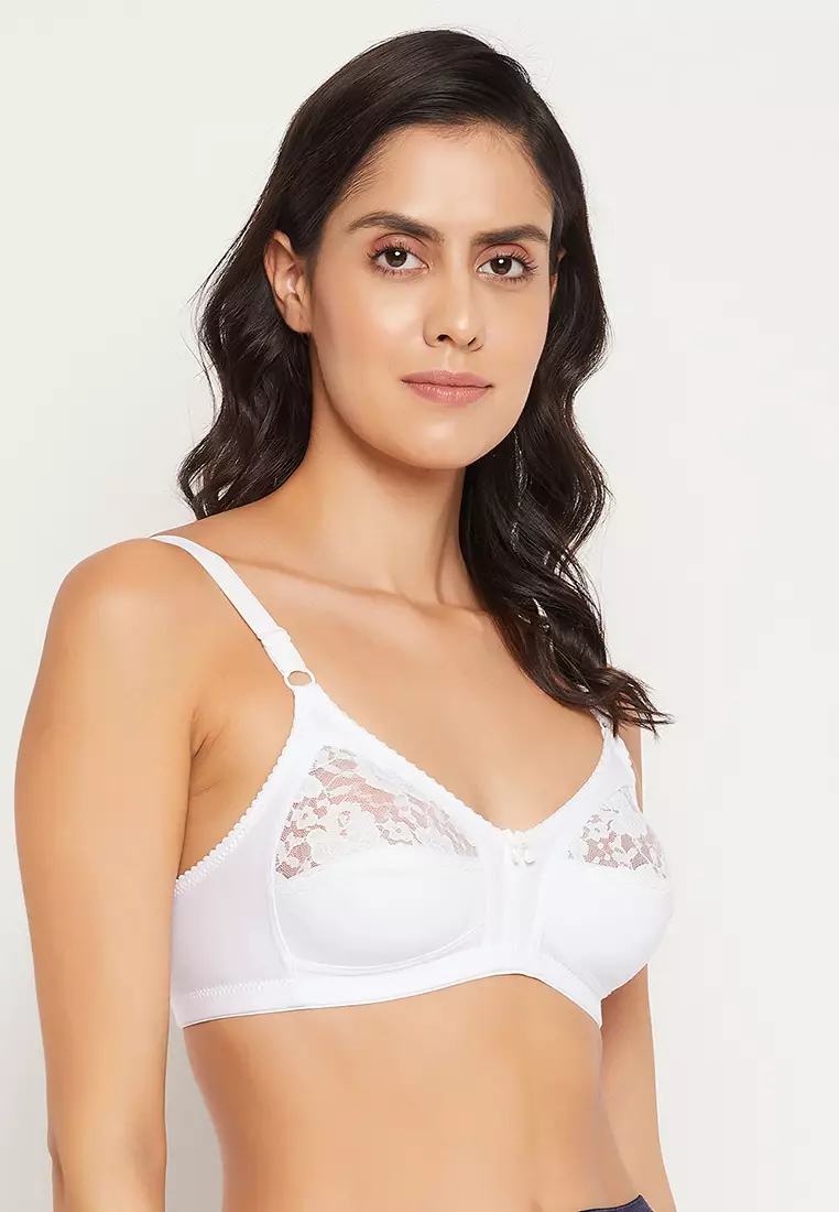 Non-Padded Non-Wired Full Cup Bra in White - Cotton