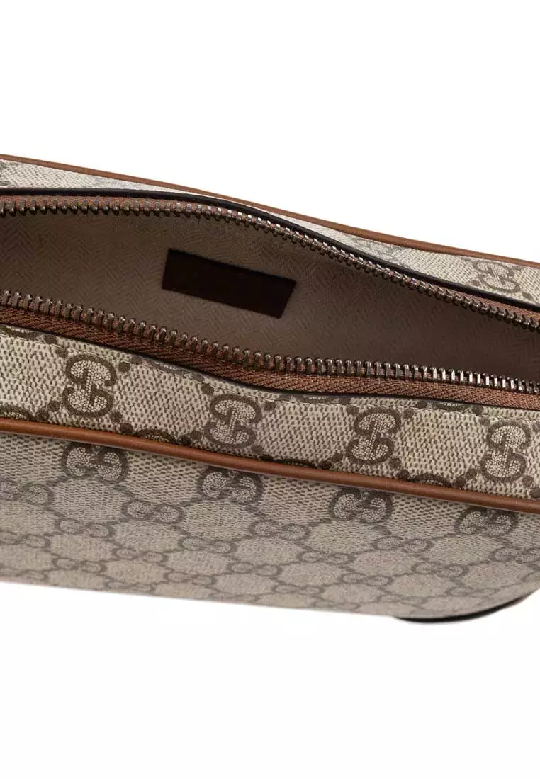 GG Supreme Canvas Unisex Mini Camera Crossbody Bag Brown 821216