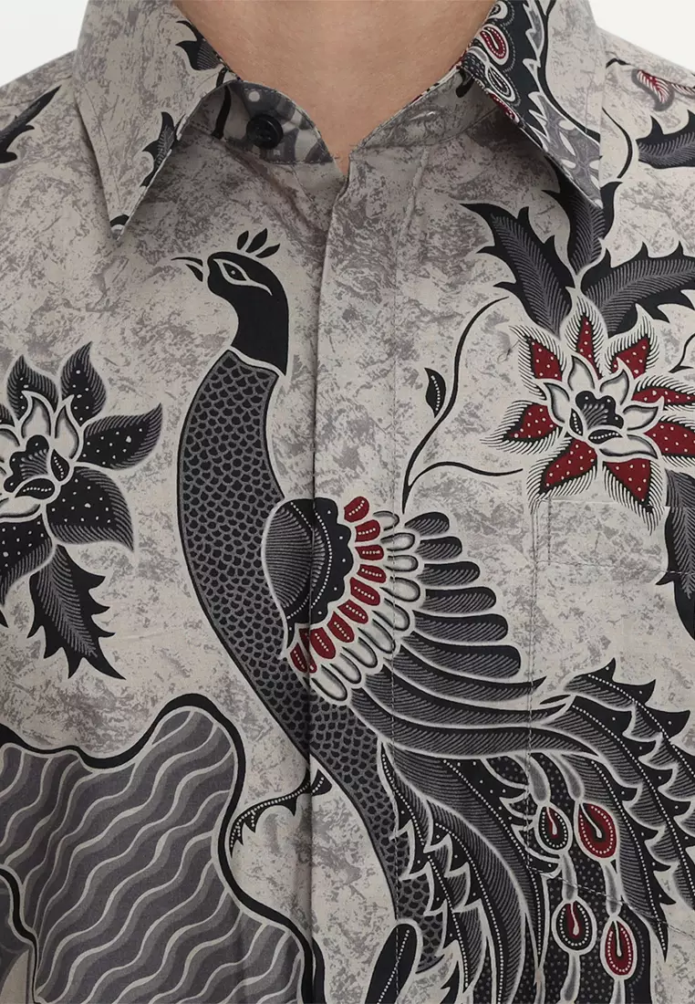 Kemeja Batik Pria Slimfit Rajasanagara - Grey