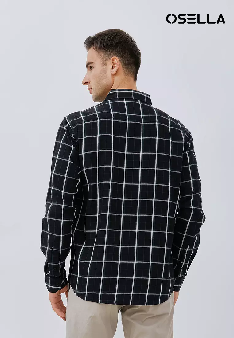 Jual Osella Osella Regular Fit Shirt In Black And Green Checkered Original Zalora Indonesia