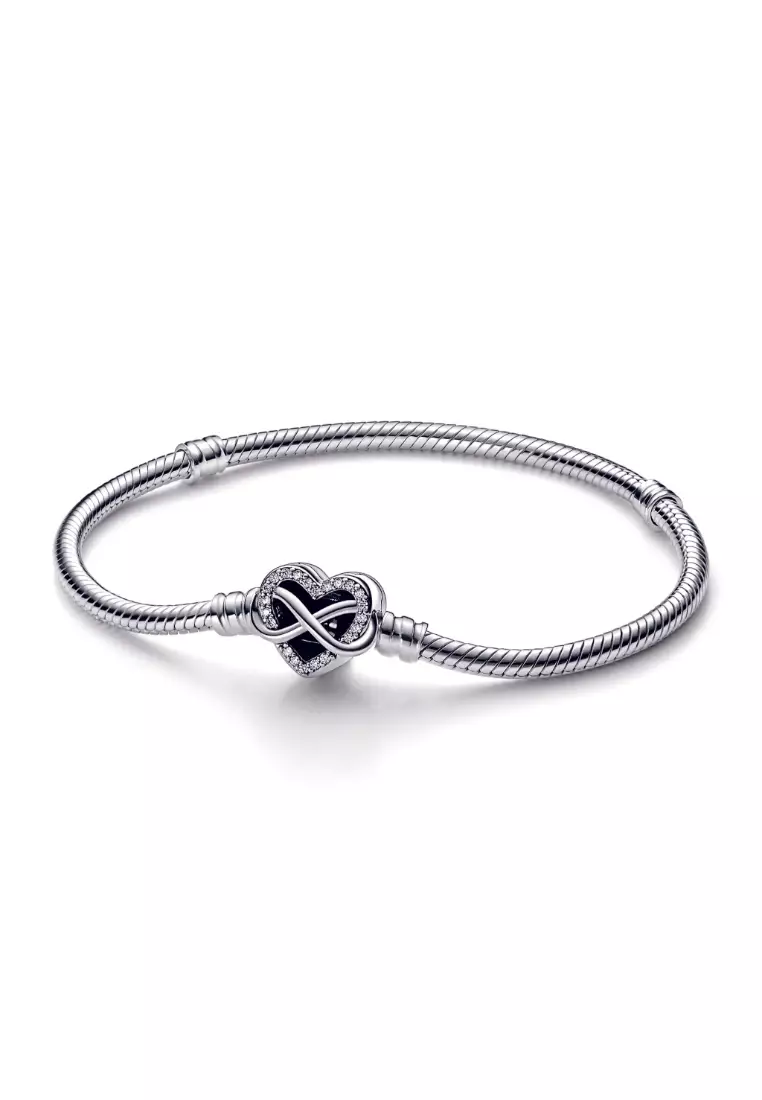 Moments Sparkling Infinity Heart Clasp Snake Chain Bracelet