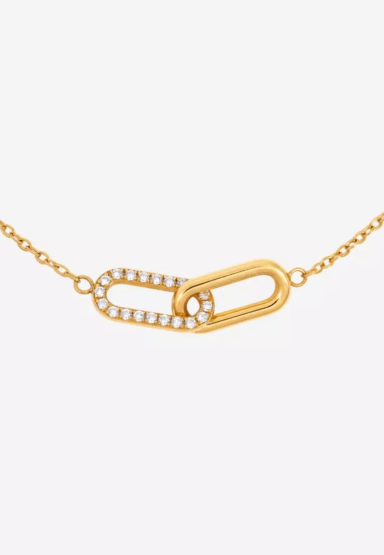 Adessa Interlocking Chain with 5A Cubic Zirconia Bracelet in Gold