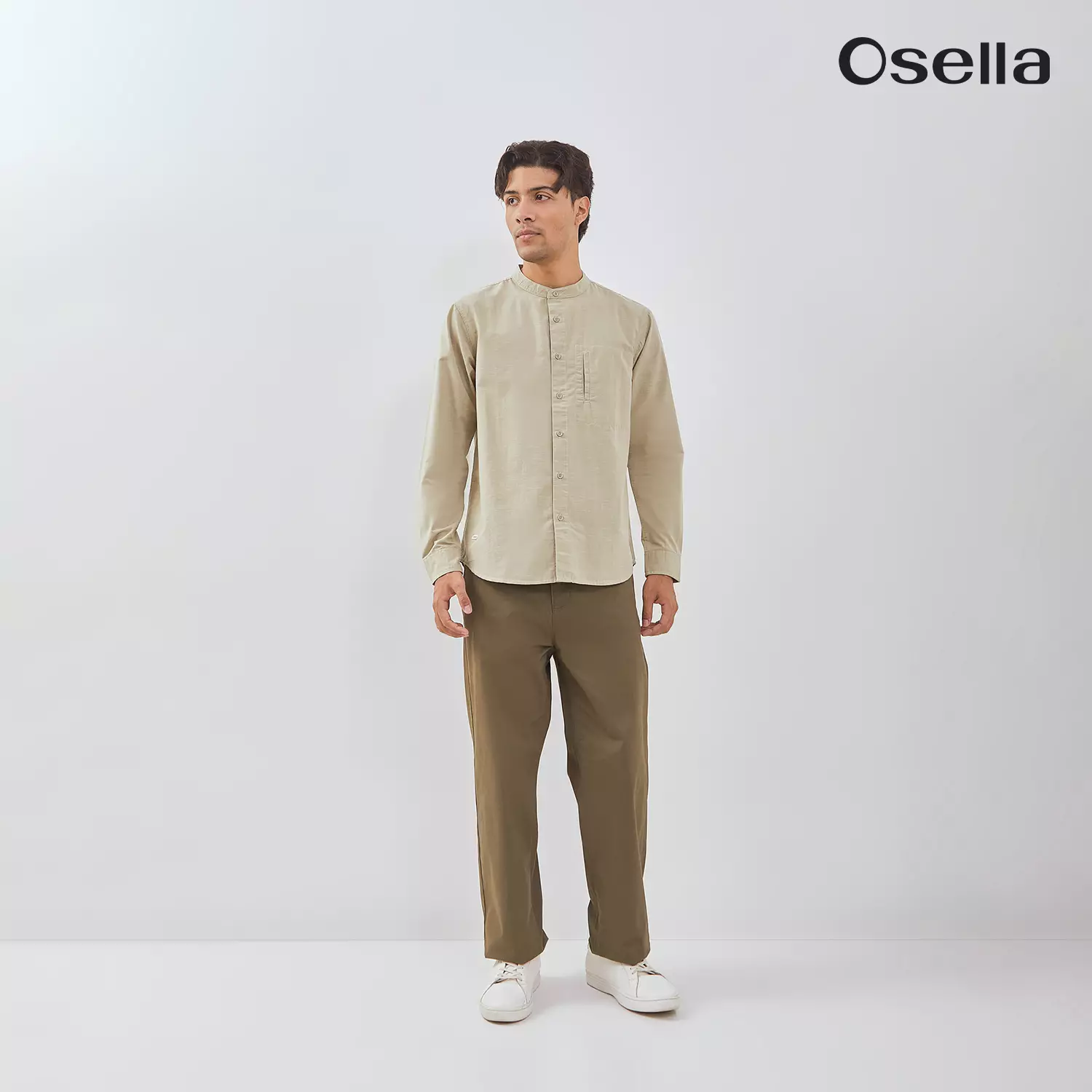Osella Rayyan Long Sleeve Koko Shirt With Vertical Pocket 203T660198 | Kemeja Koko Raya Lengan Panjang Pria