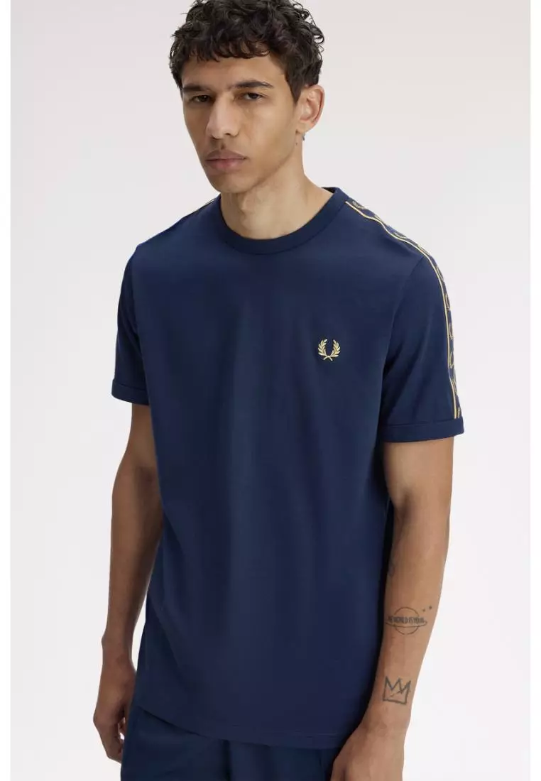 Fred Perry M4613 Contrast Tape Ringer T-Shirt (Tennis Blue / Champagne)