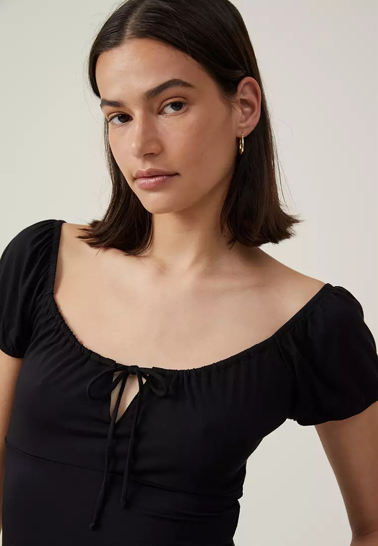 Quinn Tie Front Short Sleeve Top