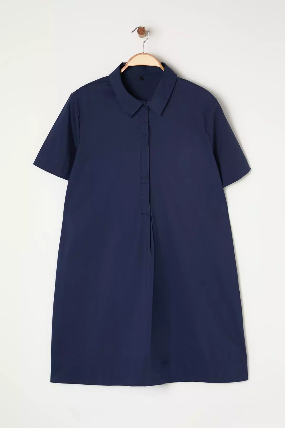 Short Sleeve Summer Hidden Placket Weaving Plus Size Shirt Dress
