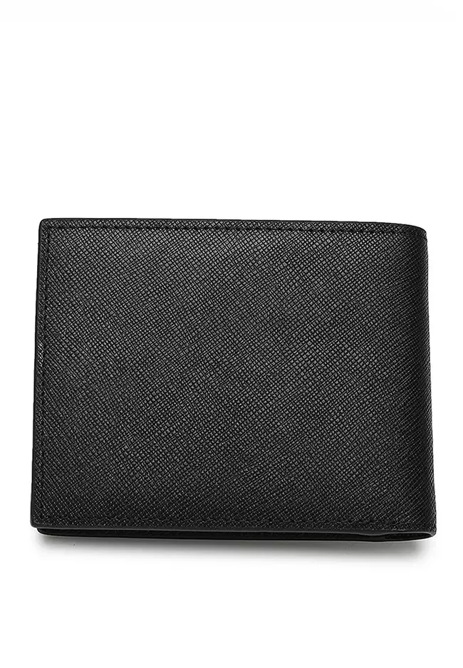 Genuine Leather RFID Short Wallet - Black