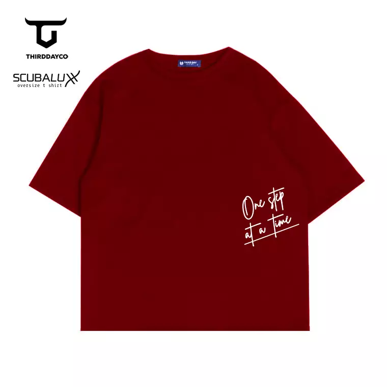 THIRDDAY kaos oversize keren scubalux "one step at a time" maroon MTY01