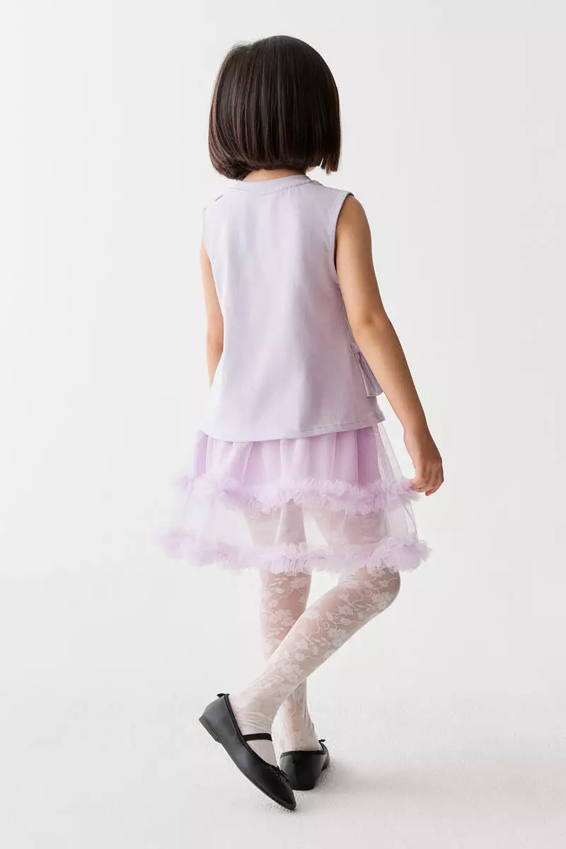 Frill-trimmed cotton top