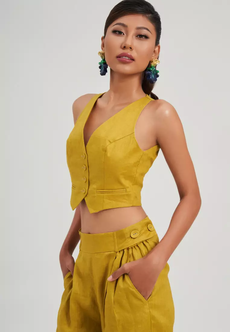YELLOW LINEN CULOTTES