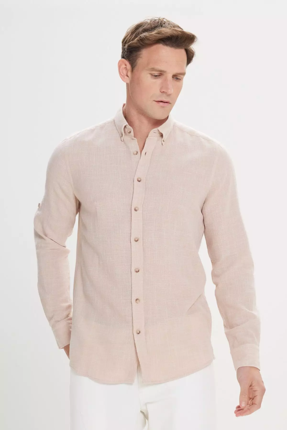 Slim Fit Linen Look Shirt