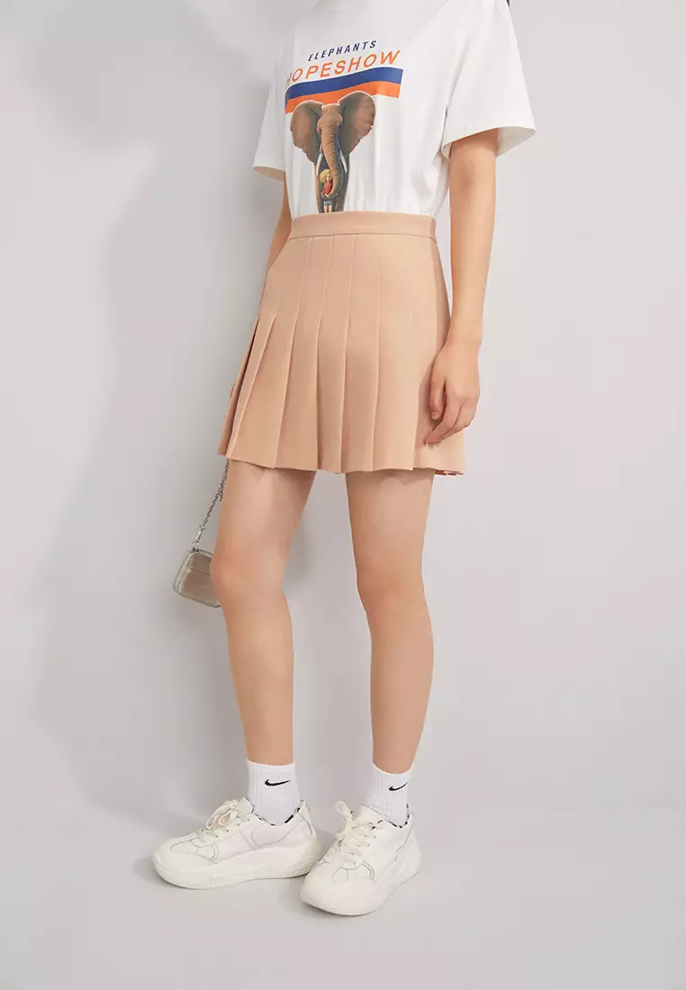 High Waist A-Line Pleated Mini Skirt