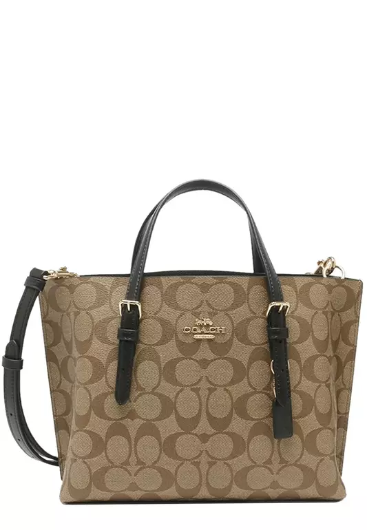 Mollie Tote Bag 25 In Signature Canvas in Khaki/ Black C4250