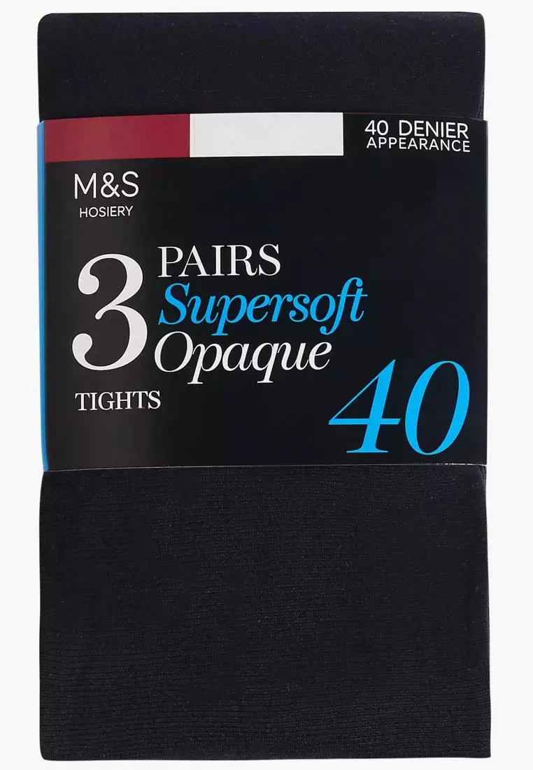 Buy MARKS & SPENCER 3 Pack 40 Denier Supersoft Opaque Tights 2024