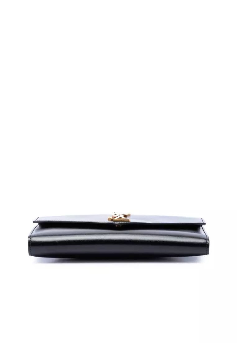 Pre-Loved Saint Laurent Smooth Shiny Calfskin Monogram Uptown Clutch