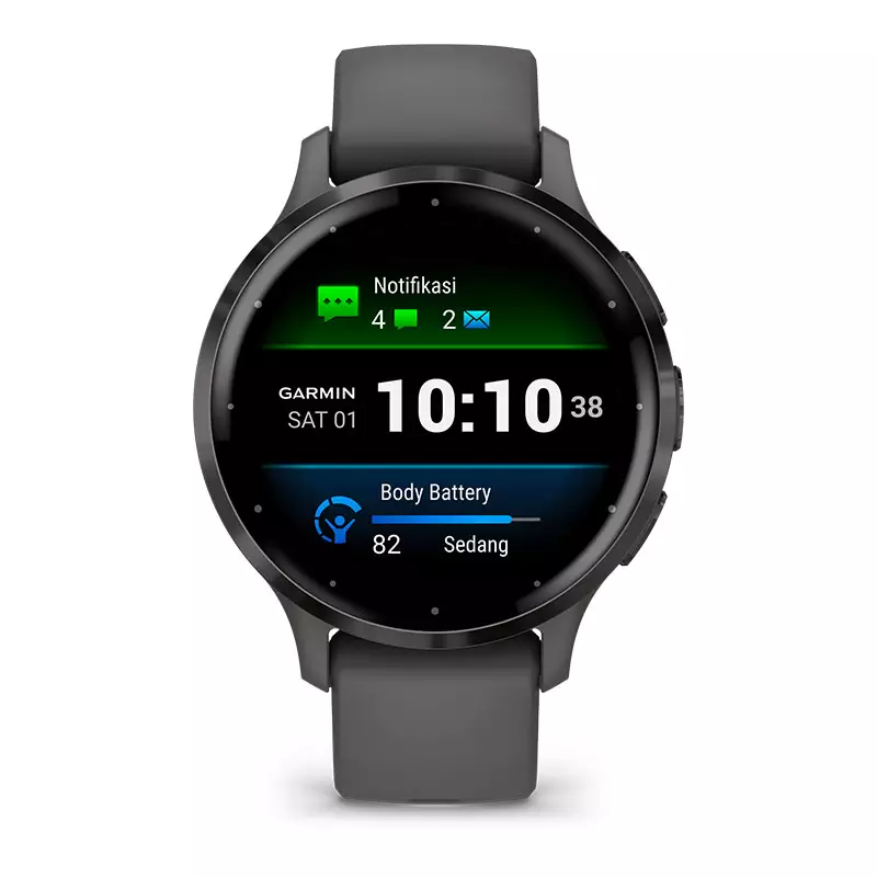 Jam Tangan Unisex Garmin Venu 3S 010-02785-50 Smartwatch Digital Dial Pebble Gray Silicone Band