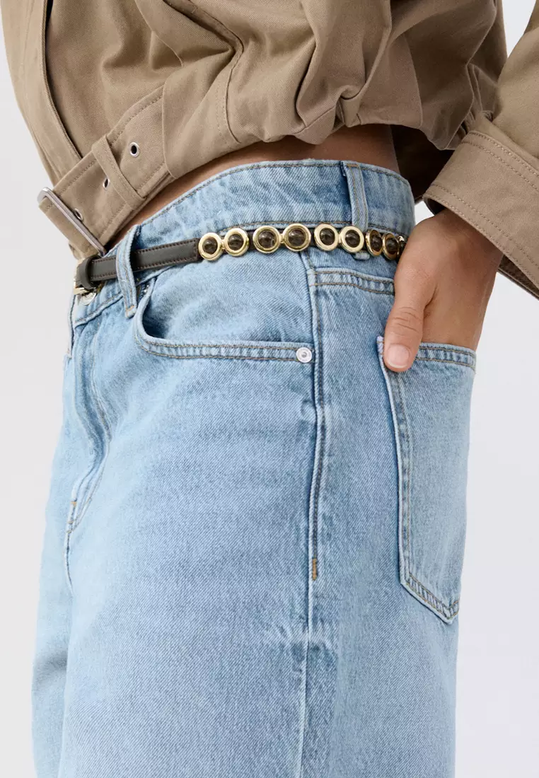 Straight Low-Rise Denim Bermuda Shorts