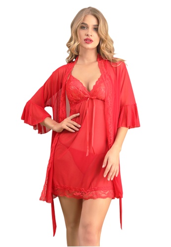 LYCKA red LCB2182-Lady Sexy Chemise and Inner Lingerie Sets-Red 168B8USE1807D7GS_1