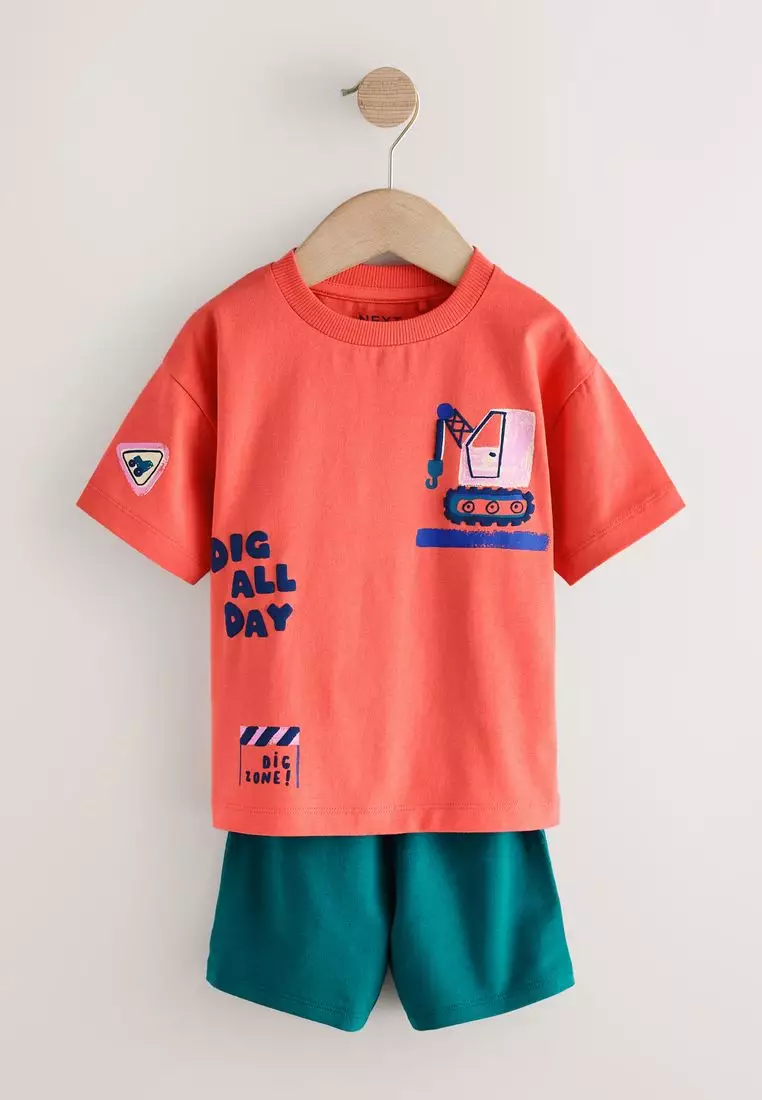 Short Sleeve Back Print T-Shirt and Shorts Set