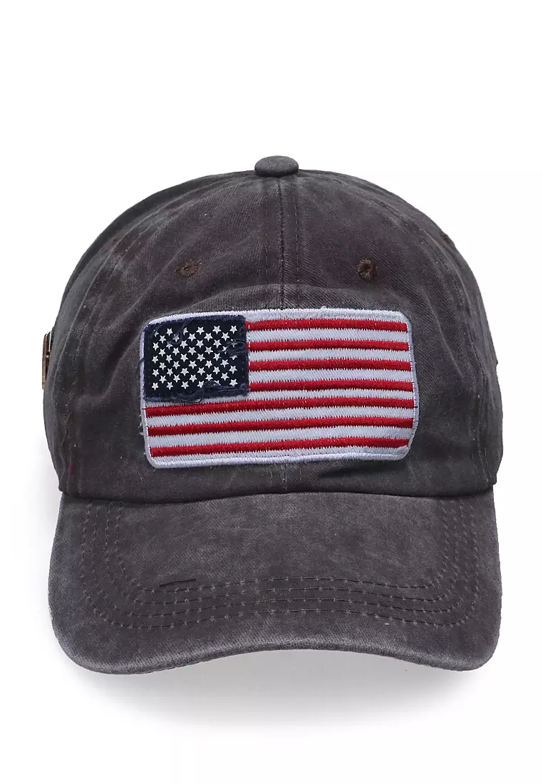 Drsh Topi Baseball Unisex Casual Sport USA Adjustable Material Cotton ORIGINAL - Coffee
