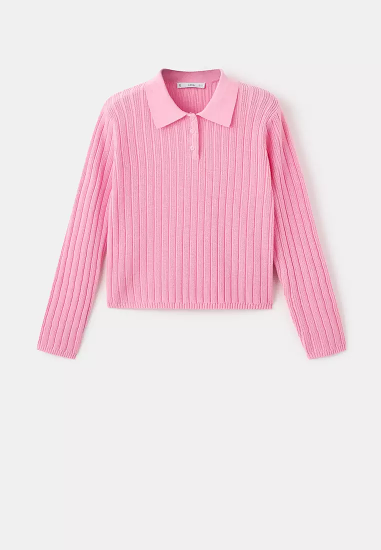 Polo-Neck Ribbed Sweater
