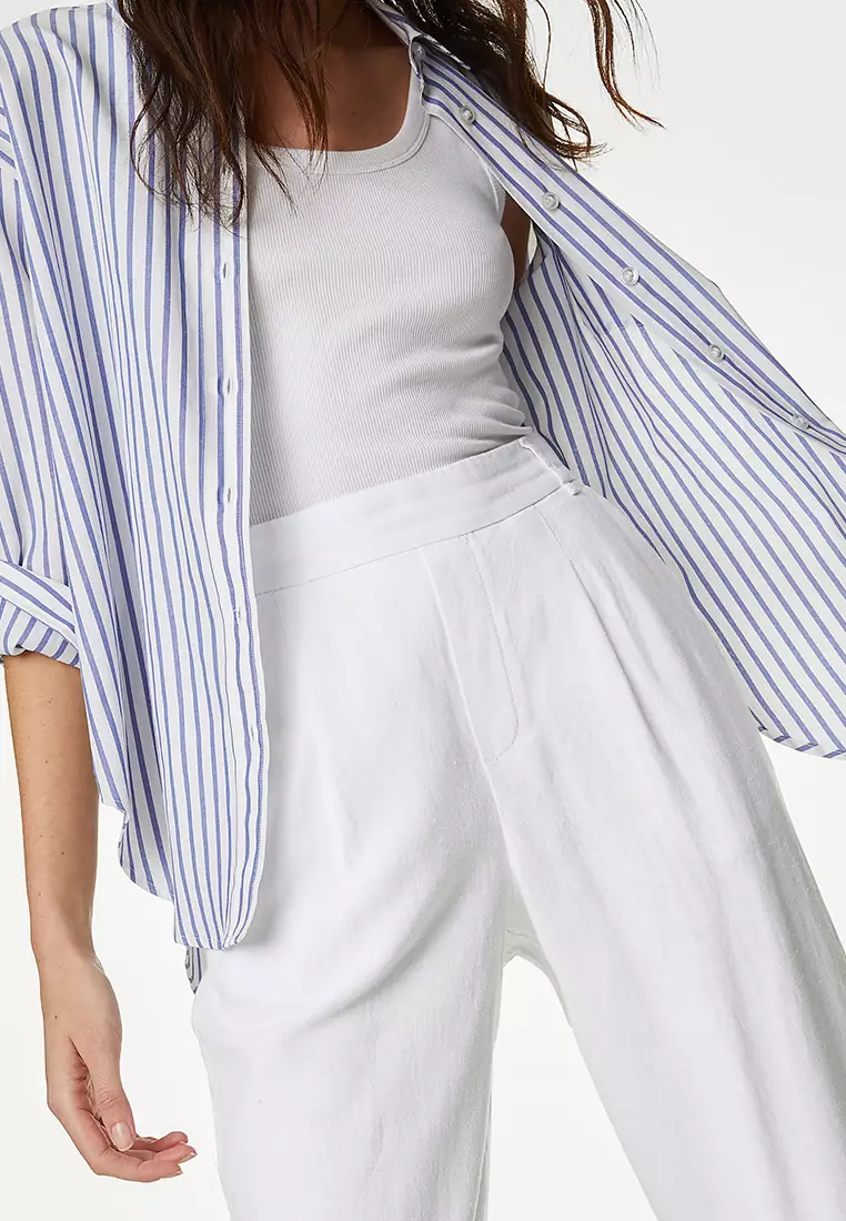 Linen Rich Tapered Trousers