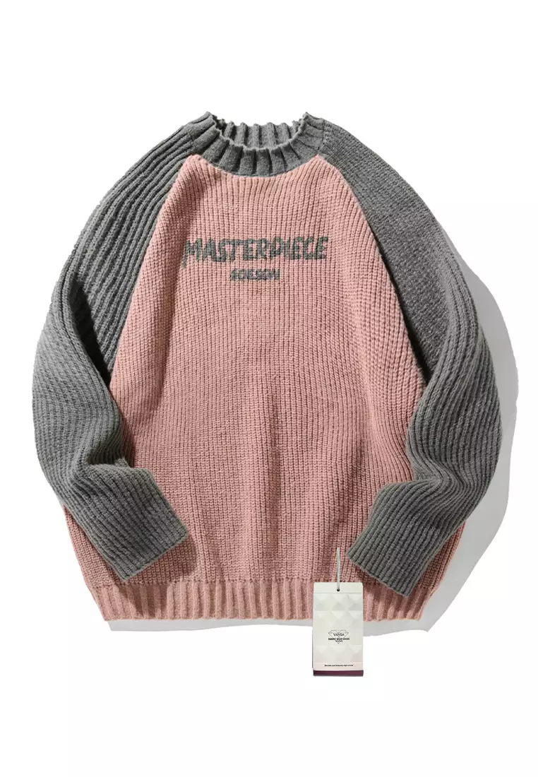 VANSA Contrast Color Splicing Knitted Sweater VCM-Kw-L4112