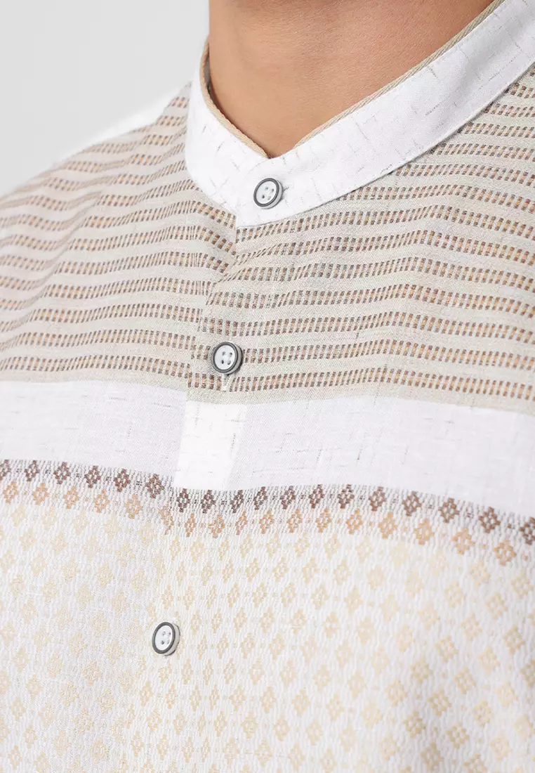 Kemeja Koko Pria Lengan Panjang Baju Muslim Pria ABBAS WHITE