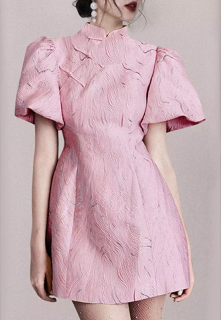 Cheongsam modified short-sleeved dress A021925PI