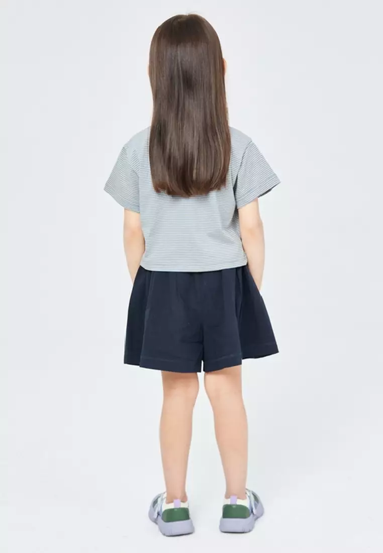 Pleated Woven Short with Stripe