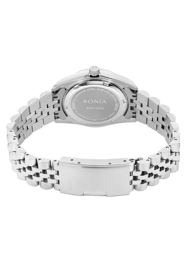 Bonia Sapphire Jam Tangan Analog Wanita Swarovsky Crystal - All Stainless Steel - B10553-3377S