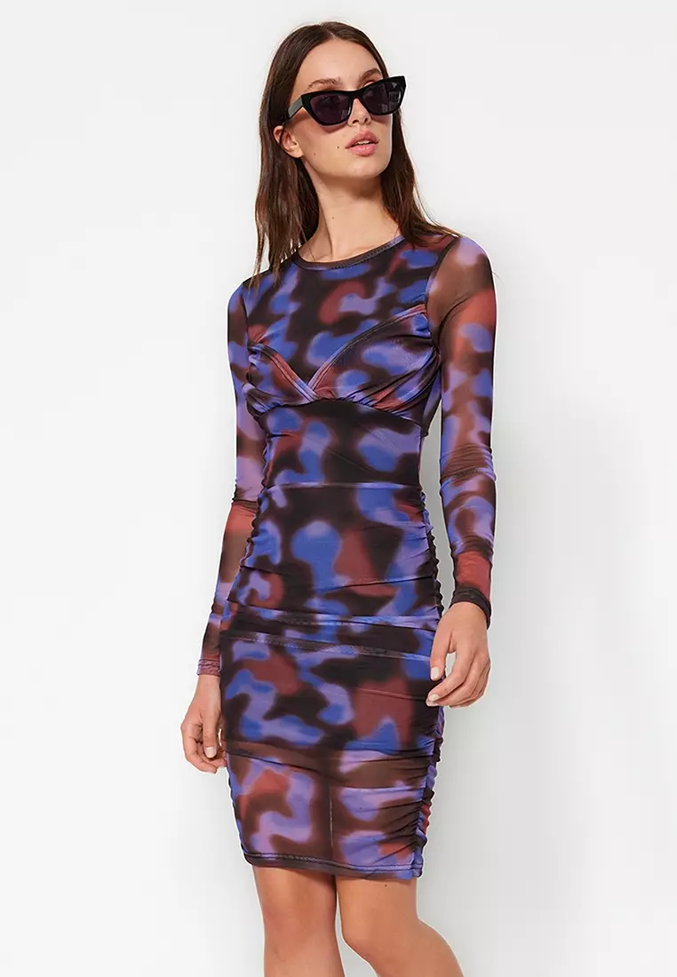 Privé Vestido Midi Tejido De Punto Ajustado A Rayas Blancas Y