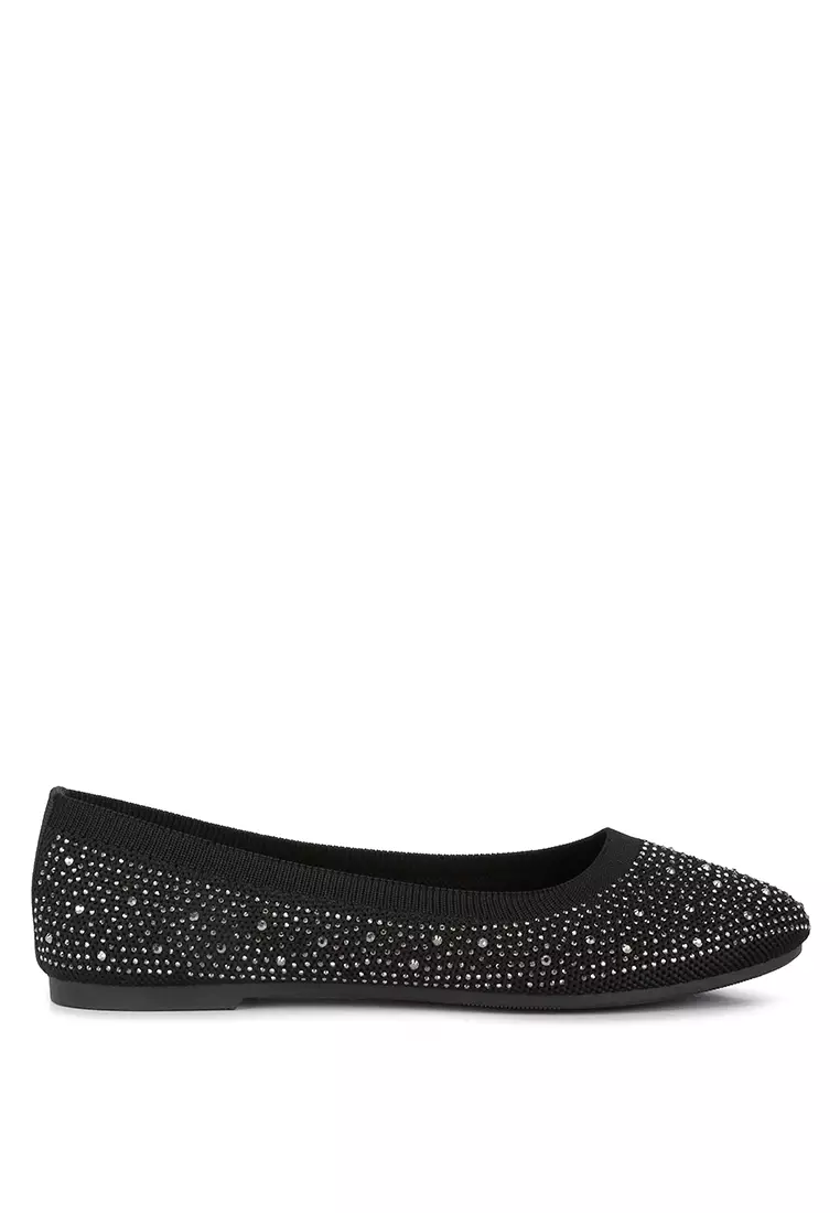 Discount on London Rag  shoes - SKU: Black Rhinestones Embellished Ballet Flats
