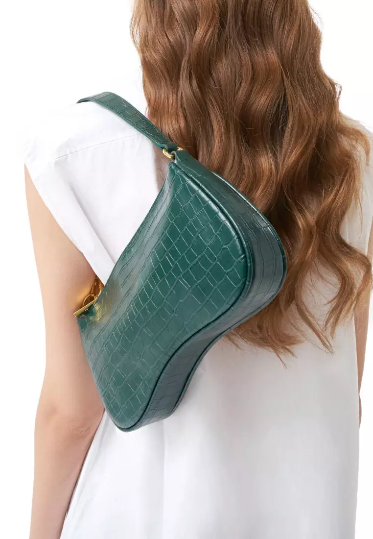 JW PEI, Bags, Jw Pei Eva Dark Green Croc Shoulder Bag